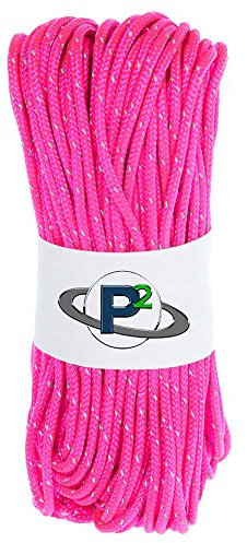 Paracord Planet Fluoreszierendes reflektierendes 43.1 kg Paracord - Typ I taktische Fallschirmschnur zum Wandern, Camping und Angeln - Neon Pink (250 Fuß)