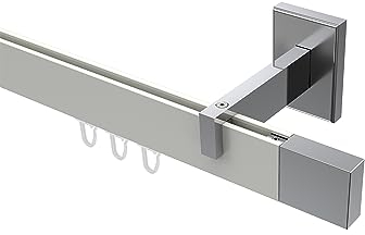 Interdeco Gardinenstangen eckige Innenlaufstangen Weiß/Chrom Typ 10212919, 320 cm