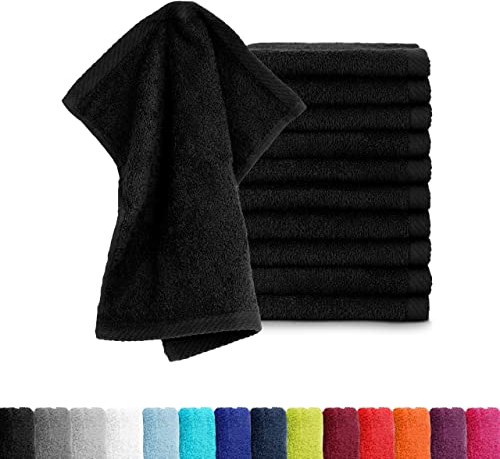 BaSaTex - 10er Pack Seiftücher für Gesichts- & Körperreinigung im Set - Frottee Seiflappen aus weicher Baumwolle in 30x30cm - Waschlappen Öko-Tex Made in Green Zertifiziert - Schwarz