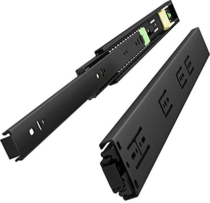VADANIA 400mm Push to Open Drawer Runners #VF1245 1 Pair (2 Packs), 45kg Load Capacity Full Extension Ball Bearing, Side Mount, Touch Open Slides for Kitchen Cabinet, No Handle Cabinet, Black