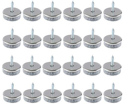 uxcell Screw Felt Gliders Furniture Pads DIY Cabinet Protector 28mm 1 1/8 Dia 24pcs