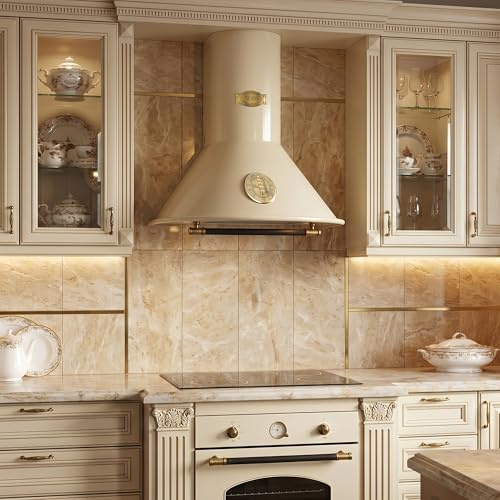 Kaiser A 6423 ElfBe • Retro Cooker Hood • Extractor Hood • Wall Extractor Hood • Extraction / Recirculation • 3 Levels • 910 m³/h • 60 cm • Leather Covered Handle Bar • Includes Recirculation Kit
