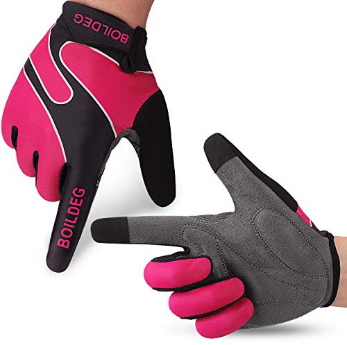 boildeg Fahrradhandschuhe Radsporthandschuhe rutschfeste und stoßdämpfende Mountainbike Handschuhe mit Signalfarbe geeiget Unisex Herren Damen