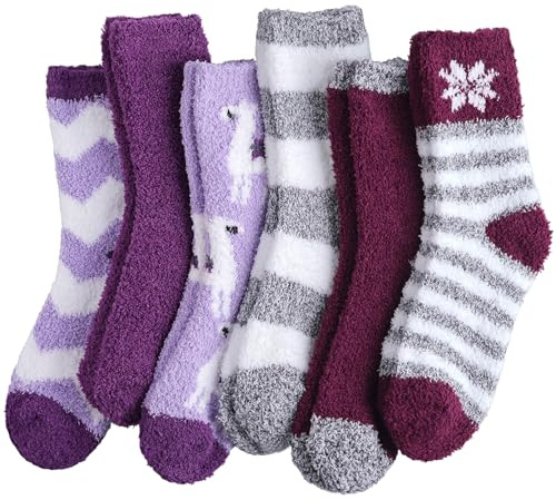 Toes Home 6 Paar Kuschelsocken Damen, Wintersocken Flauschige Socken Antiruschsocken, Warme Bettsocken Haussocken 36-42
