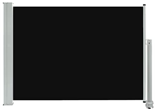 vidaXL Patio Retractable Side Awning, Black, Size 80x300 cm, Outdoor Privacy Screen, Terrace/Balcony Awning, UV & Tear- Polyester, Sturdy Steel Base, Automatic Roll-Back, Easy to Install.