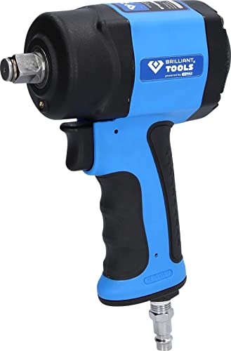 BRILLIANT TOOLS Mini Schlagschrauber Druckluft 1/2 BT160400 1.240 Nm I Druckluft Schlagschrauber in 3-Stufen einstellbar I Hochleistungs-Doppel-Hammer-Schlagwerk