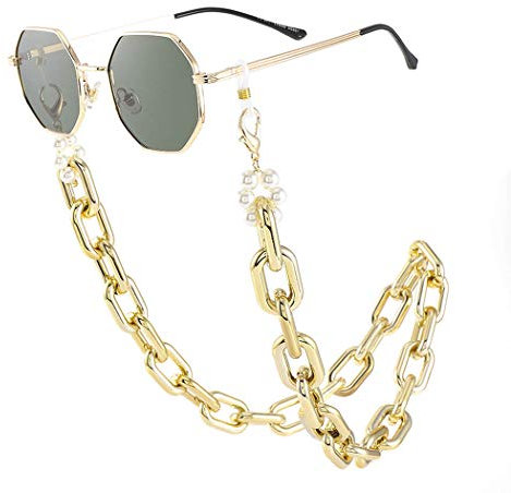 Bohend Mode Perlen Sonnenbrillen Kette Gold Gesichtsmaskenkette Frauen Brillenkette Brillenzubehör Zum Brillen und Gesichtsmasken
