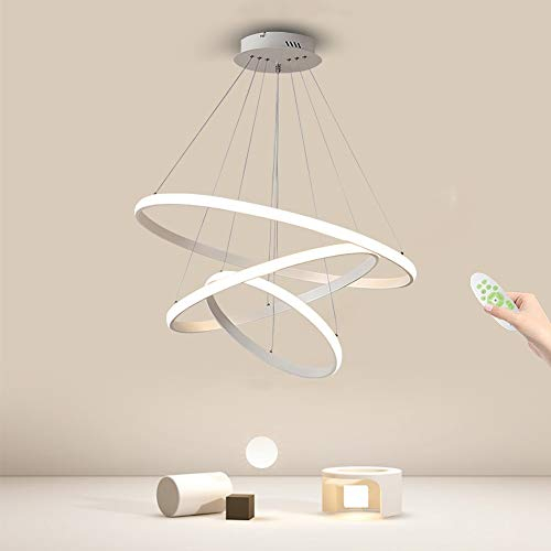 75W LED Lampada a Sospensione, Moderna LED Lampadario Plafoniera, Dimmerabili 3000K-6000K, Con Funzione di Memoria, 3 Squillare Φ20+40+60cm, Appendere le Luci for la Sala da Pranzo, Isola Della Cucin