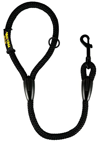 Kurze Hundetrainingsleine aus Seil, Hundeleine für Kleine Mittelgroße Große Hunde. 60cm. Schwarz | Robustes geflochtenes 12-mm-Polyesterseil für den Alltag, für mittelgroße und große Hunde, in Spanien gefertigt.
