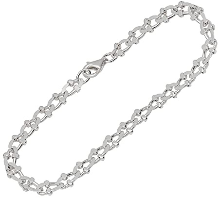 NKlaus pulsera de plata esterlina 925 19cm rey cadena 2 veces diamante diseño de las señoras pulsera 12341