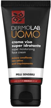 Dermolab Uomo - Crema Viso Super Idratante, per Pelli Sensibili, con Acido Ialuronico e Olio di Canola, Effetto Protettivo, Previene Secchezza e Irritazioni, Dermatologicamente Testato, 50 ml
