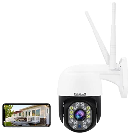 JideTech 5MP Überwachungskamera Aussen WLAN - PTZ WiFi IP Kamera Outdoor, Human Tracking, Vollfarbe bei Nachtsicht, 2-Wege-Audio, 355°/90° Schwenkbar, Kompatibel mit Alexa, Unterstützt 128GB SD-Karten