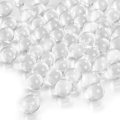 FUTUREPLUSX Clear Glass Marbles, 1LB Round Marble Beads Transparent Vase Fillers Decorative Glass Gem Pebbles for Decoration Collectibles Marble Games