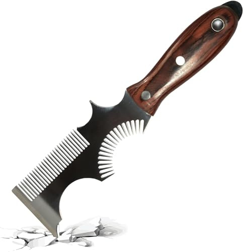 PinStone Paint Brush and Roller Cleaner Tool - Paint Brush Comb, Paint Roller Cleaner, Solvent-Resistant Stainless Steel Blade, Premium Beech Wooden Handle, Putty Knife Scraper, 8-in-1 Painters Tool
