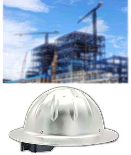 Schutzhelm, Aluminiumhelme Baustellen-Outdoor-Helm mit 4-Punkt-Gurtband Bauhelm mit verstellbarem Aluminiumhart