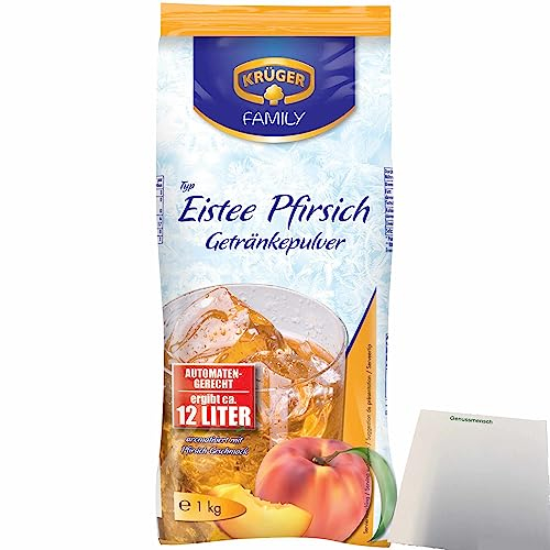 Krüger Eistee Pfirsich Getränkepulver (1kg Beutel) + usy Block