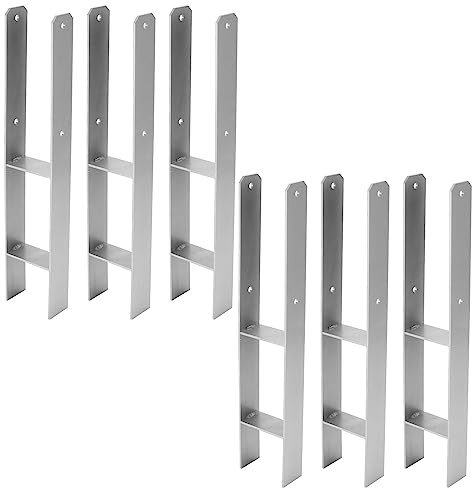 Gimisgu H-Pfostenanker 6 Stück H-anker Pfostenträger Bodenanker für Pfosten H-Pfostenschuh für Zaun und Gewächshaus Pfosten Vierkantholzpfosten(111x600mm)