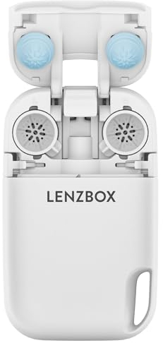 LENZBOX Soft Set inkl. 1x LenzCare - Premium All-In-One Kontaktlinsenbox für weiche Kontaktlinsen, Kontaktlinsenbehälter mit Flüssigkeit, reisetauglich & kompakt, Made in Germany, Farbe Blau