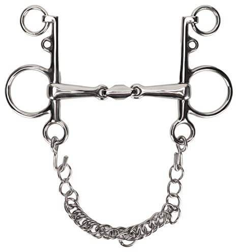 Xnferty Pferde-Pelham-Gebiss aus Edelstahl, Pferdetrense, Rostfreier Stahl mit Geringer Hebelwirkung, Kupfer, Nagfest, Einfache Kontrolle, Gelenkmaul-Pelham-Gebiss für Pferde