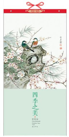 FLaig 2024 Drachenjahr-Wandkalender, kreativer 13-Blatt-Wandkalender, handgerissener Monatskalender, Notizen, Jahreskalender, chinesischer Stil, Landschaftsmalerei Kalender (Color : 10)