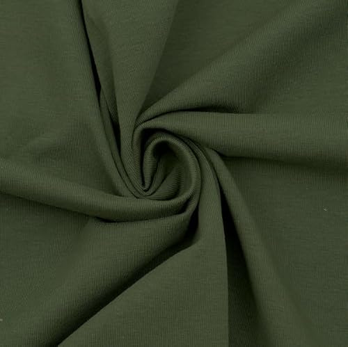 STOFFKONTOR Baumwoll Stretch Jersey Stoff Khaki Grün Breite 150cm Meterware | Elastisch & weich, ideal für bequeme Kleidung Atmungsaktiv & formstabil für Alltag & Sport, perfekt für Shirts