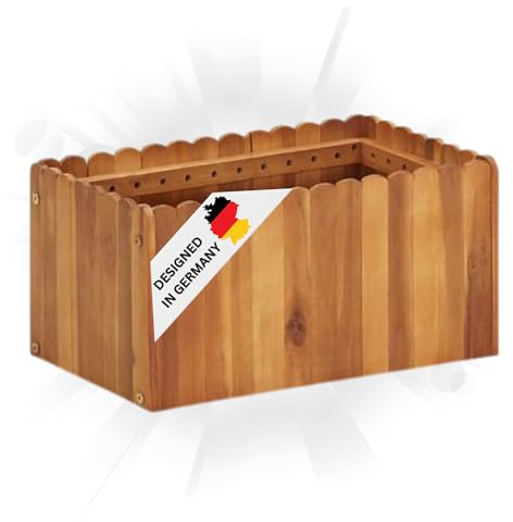 DELUKE Hochbeet aus Holz Jona | 50x30x25cm, Akazienholz | Hochbeet für Garten Hochbeet Holz Gartenbeet hoch Kräuterbeet XXL Blumenbeet Gemüsebeet groß Garten