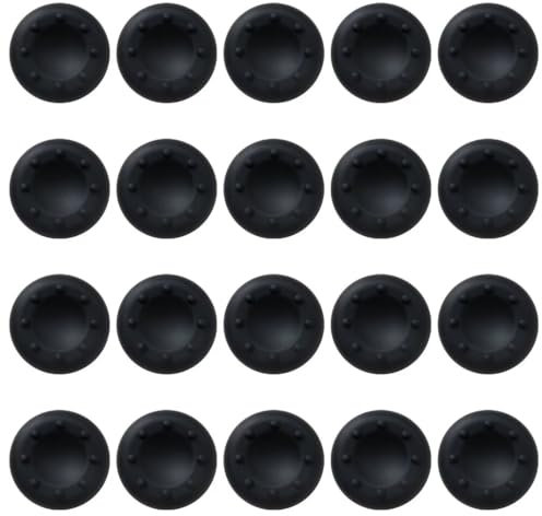 JRSHOME 20 tapas de silicona analógicas para joystick para mandos de PS4, PS3, Xbox One, Xbox 360 y PS2 (negro)