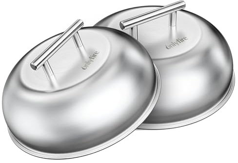 onlyfire 2 Pezzi Coperchio per Hamburger, Copertura per Barbecue in Acciaio Inox per Griglia e Campeggio All'aperto, Cupola per La Fusione del Formaggio, 23×23×7 cm