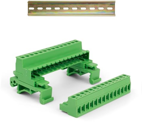 WJUAN Morsettiera Elettrica, Morsettiera, 14 Fori Pin, Guidacavo Integrata con Guida Din, Morsetti Elettrici, Diametro Filo 2,5 mm, per Cablaggio e Conversione del Circuito