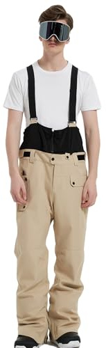 HOUZONIY Herren Skihose Wasserdicht Schneehose Softshellhose Winter Warm Gefüttert Snowboardhose Overall mit VAbnehmbar Träger