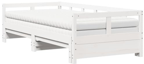 vidaXL Tagesbett Ausziehbar mit Matratzen 90x190 cm Massivholz Kiefer, Tagesbett ausziehbar, Schlafsofa, Gästebett, Tagesbetten ausziehbar, Tagesbett