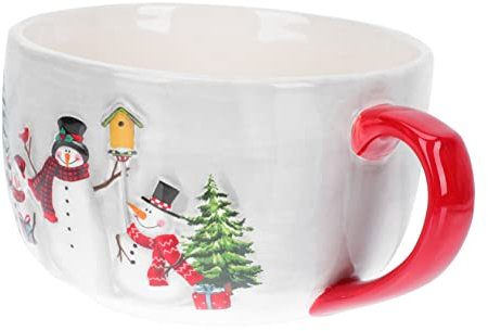 CIYODO Keramiktasse Weihnachtsmuster Schneemann Festliche Kaffeetasse Mit Henkel Vielseitig Verwendbar Weihnachtsgeschirr Tischdeko Für Zuhause Büro