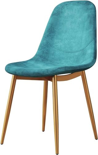 Esszimmerstühle aus Samt, skandinavischer Loungesessel für die Küchentheke, Eckstuhl für Wohnzimmer, Schalenstuhl mit Metallbeinen und Rückenlehne (Farbe: Blau)