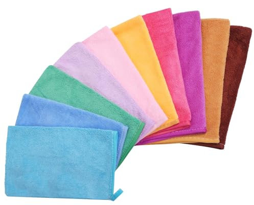 PHOGARY 10 Toallas Faciales para Baño, Guantes de Baño de 15 x 20 cm, Microfibra Premium, Superabsorbentes, Ligera, Secado rápido