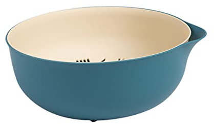 Cabilock Scolapasta Per Verdure e Frutta Forniture Da Cucina Set Organizer Con Vaschetta Di Scarico e Ciotola Per Lavaggio (verde Scuro)