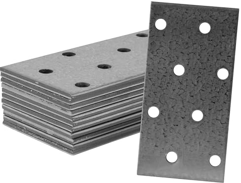 Repa Market Soportes planos de metal para reparación – 80 x 40 mm / Paquete de 12 – Soportes de placa de acero resistentes – Placas de unión de metal para madera – Placas de unión de pared plana para