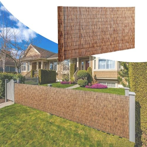 Balkon Sichtschutzzaun Schilfzaun Schilfrohrmatte Dekorativer Zaun Für Garten, Balkon, Hinterhof, Terrasse, Fenster, 50 80 110 130 cm Hoher Zaun(60x600cm(2.0x19.7FT))