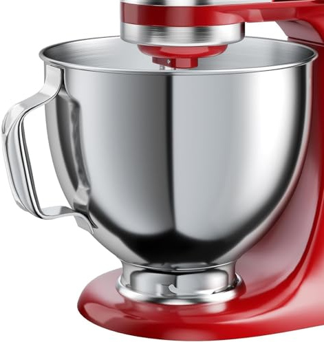 Buithafu Edelstahl-Rührschüssel für KitchenAid 4,5–5 Quart | Ersatzschüssel mit Griff für kompatible Standmixer; silberne Ausführung
