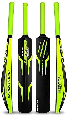 AYN Mazza da cricket in plastica resistente, a grandezza naturale, leggera, per colpi potenti, tennis, palla dura, sport, allenamento per tutte le stagioni, con impugnatura antiscivolo, per adulti e