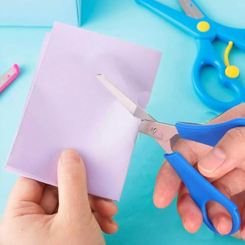 Kinderschere Set, 4 Stück, Sicherheitsschere in Verschiedenen Farben, Einzeln Verpackt (4, Blau)