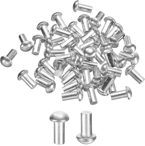 sourcing map 50 remaches de aluminio sólido con cabeza de brasero, M4 de diámetro x 8 mm de longitud, remaches de aluminio para reparación de barcos, maquinaria, aviones, industria del automóvil