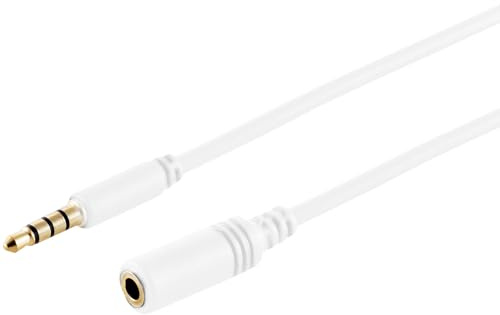 1aTTack.de 1x 0,5m 3,5mm TRRS Audioverlängerung Slim AUX Weiß | 4-polige TRRS AUX-Verlängerung für Headsets, Smartphones, Tablets und Laptops; vergoldete Kontakte