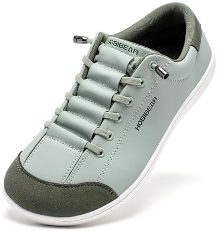 HOBIBEAR - Zapatos minimalistas de moda para mujer y hombre con puntera ancha, tipo pies descalzos, suela plana, marrón claro, 43 EU