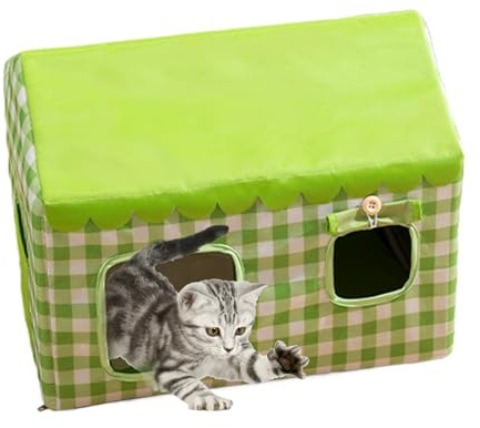 Hundehütte Kühlung – Isolierter Stoff, Haustierhöhle, Hundehütte, isolierte Höhle für drinnen und draußen, Terrasse, Balkon, Rasen, Garten, Hinterhof, Kätzchen, kleine Hunde, ideal für Kätzchen und