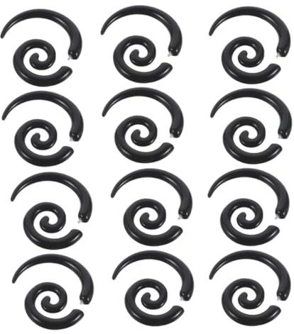 Mikikit 6paires Écarteurs Oreilles Spirale Bijoux Expansion Acrylique Faux Plugs Forme de Corne Boucles Oreilles Spirales pour Étirement Punk
