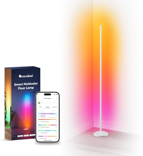 Nanoleaf Lámpara de Pie LED Blanco,1700lm RGB Lámpara de Salón Compatible con Alexa y Matter, Sincronización Musical, 16 Millones de Colores DIY y 200 Modos de Escena para Dormitorio, Gaming Room