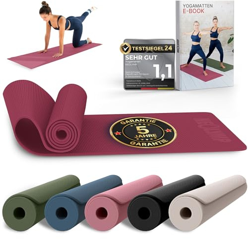 NEOLYMP Yogamatte rutschfest & gelenkschonend – Gelenkschonende Gymnastikmatte & Fitnessmatte für Zuhause – 183x61cm Trainingsmatte aus PVC – Sportmatte für Yoga, Pilates – E-Book & Video Übungen