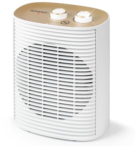Duronic HV32 WE, Radiador 2000 W, Calefactor Eléctrico Bajo Consumo | Termostato Regulable, Modo Eco 1000 W, Modo Turbo 2000 W y Sistema Seguridad Antivuelco. para Casa, Oficina, Garaje.