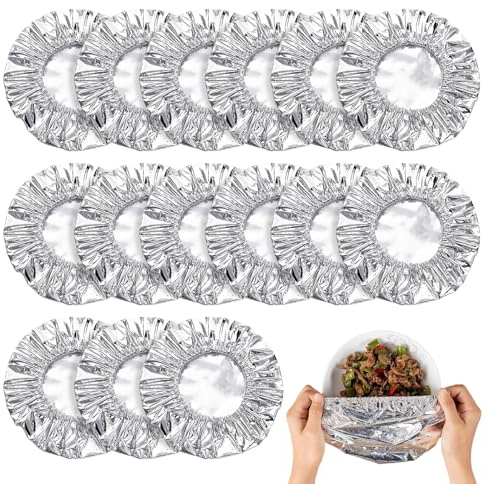 UOCAI Copertura alimentare riutilizzabile – 50 pezzi di pellicola di alluminio termoisolante | Pellicola elastica trasparente con nastro, copertura alimentare resistente al calore, sacchetto isolante