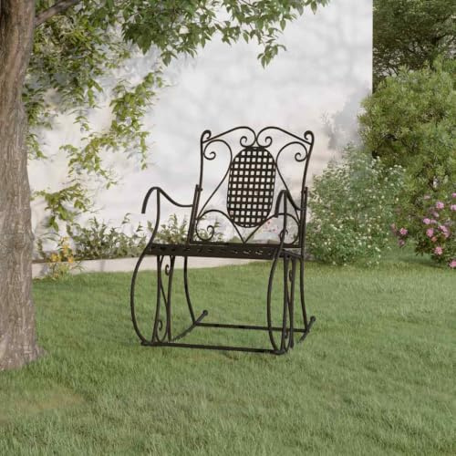Mokuyary Banc à Bascule 84 cm Noir Acier Patio | Banquette de Extérieur, Mobilier pour Amenagement, Terrasse, Veranda, Pergola, Balcon
